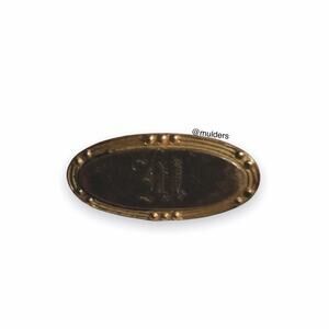 Vintage Initial Letter Monogram letter M Engraved Gold Tone Pin Brooch